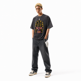 LAWLESSROW Spiked Balaclava Mask Bold Cartoon Graffiti Vintage Washed Tee