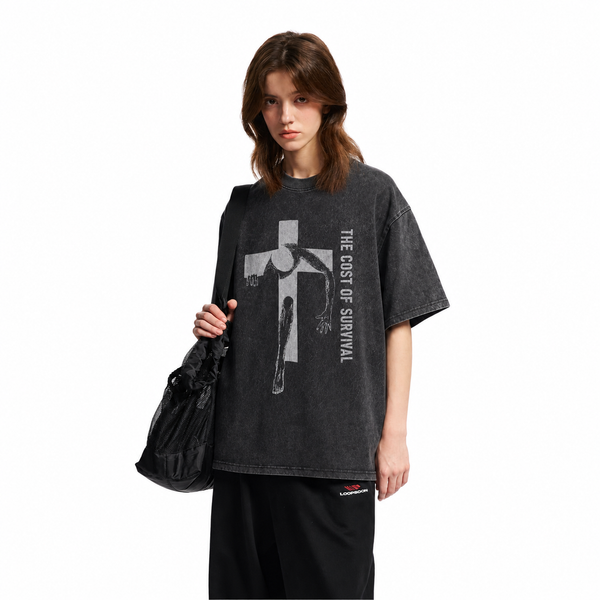 LAWLESSROW The Cost Of Survival Cross Vintage Existential Tee - hover