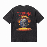 LAWLESSROW Doomsday Skull Earth Retro Backprint Washed Black Tee