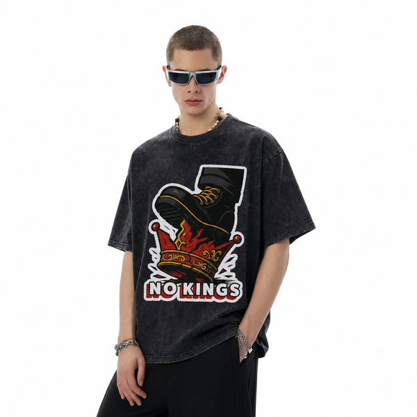LAWLESSROW No Kings Boot Crushed Crown Vintage Washed Tee - hover