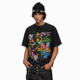 LAWLESSROW Metal Spike Chaos Collage Vintage Washed Tee