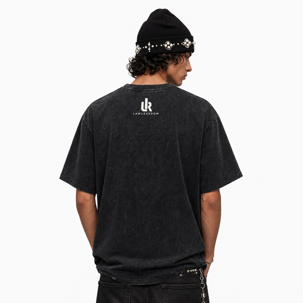 LAWLESSROW Metal Spike Chaos Collage Vintage Washed Tee
