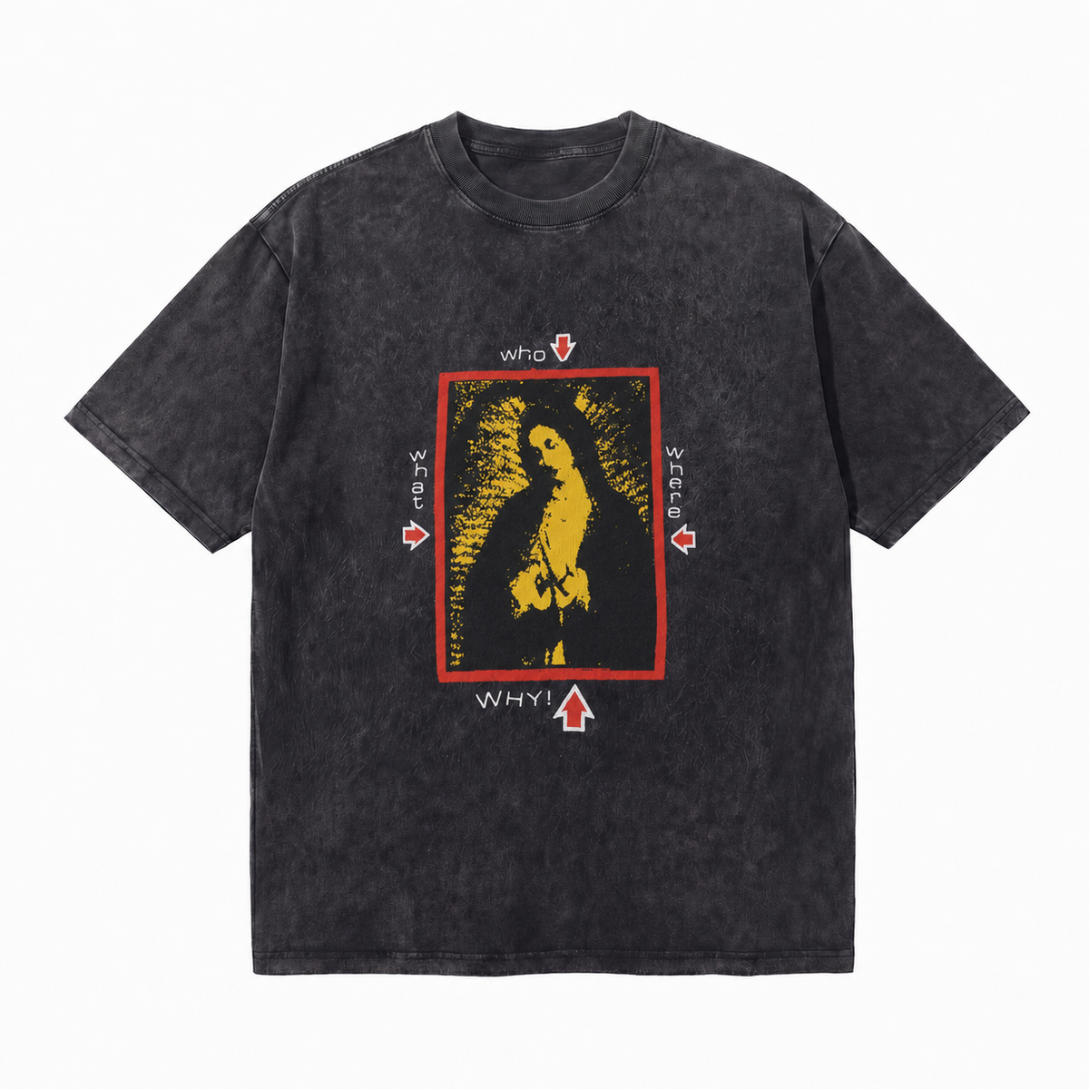 LAWLESSROW Who What Where Why Vintage Acid Wash Tee