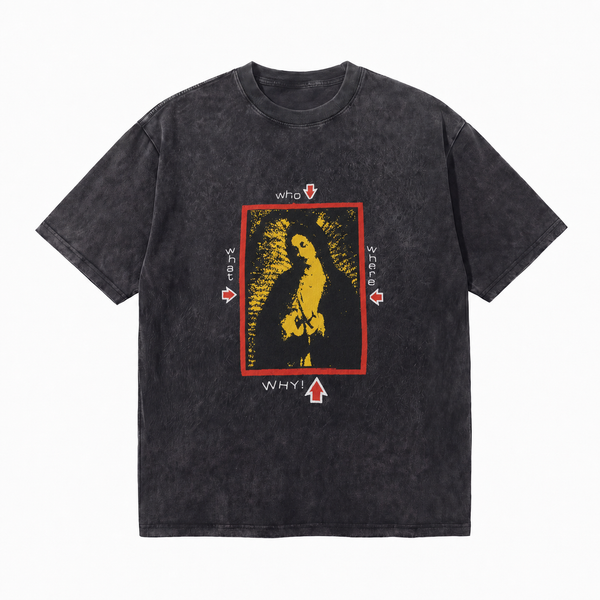 LAWLESSROW Who What Where Why Vintage Acid Wash Tee