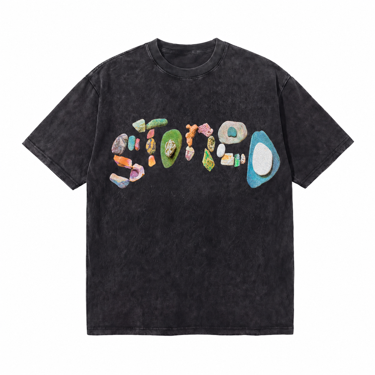 LAWLESSROW Stoned Stones Vintage Acid Wash Tee