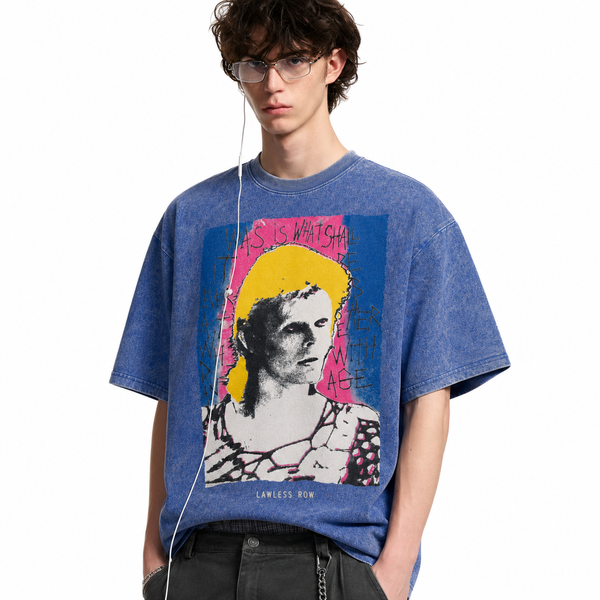 LAWLESSROW Pop Portrait Vintage Acid Wash Tee - hover