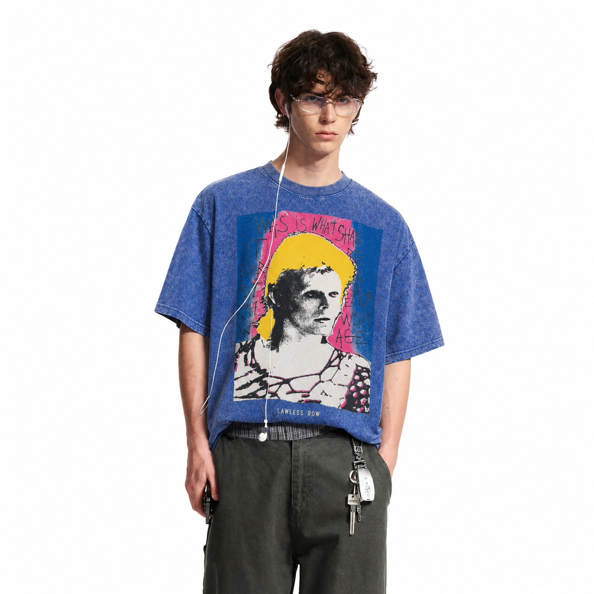LAWLESSROW Pop Portrait Vintage Acid Wash Tee