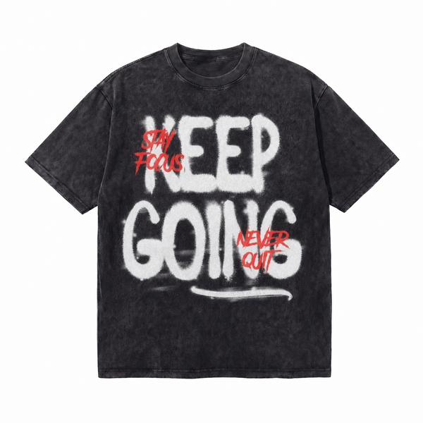 LAWLESSROW Keep Going Vintage Acid Wash Tee