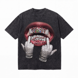 LAWLESSROW Grillz Hands Vintage Acid Wash Tee