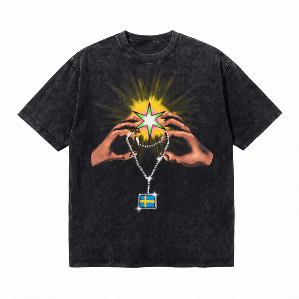 LAWLESSROW Star Chain Vintage Acid Wash Tee