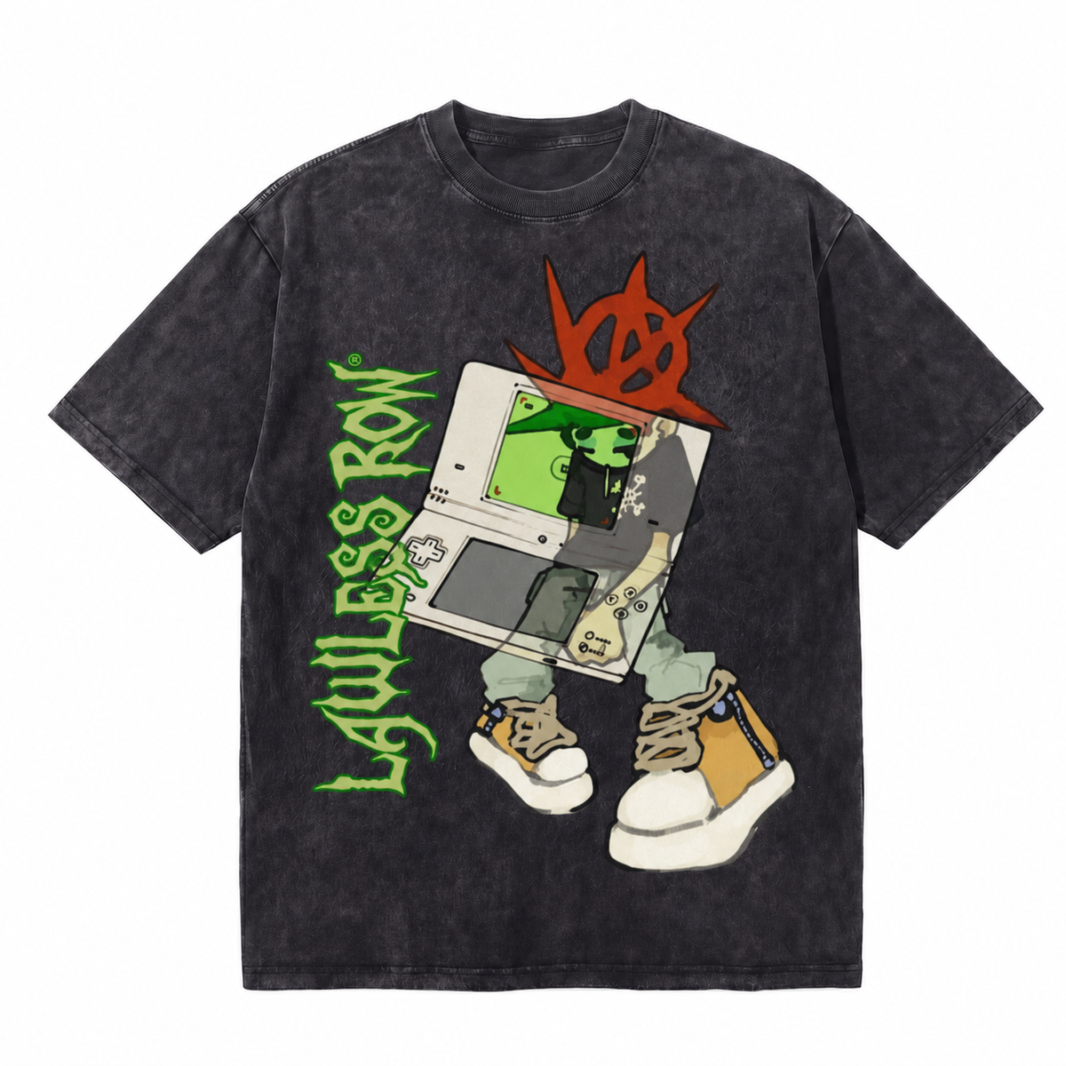 LAWLESSROW Game Character Vintage Acid Wash Tee