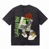 LAWLESSROW Game Character Vintage Acid Wash Tee