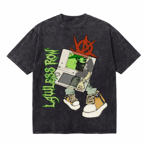 LAWLESSROW Game Character Vintage Acid Wash Tee