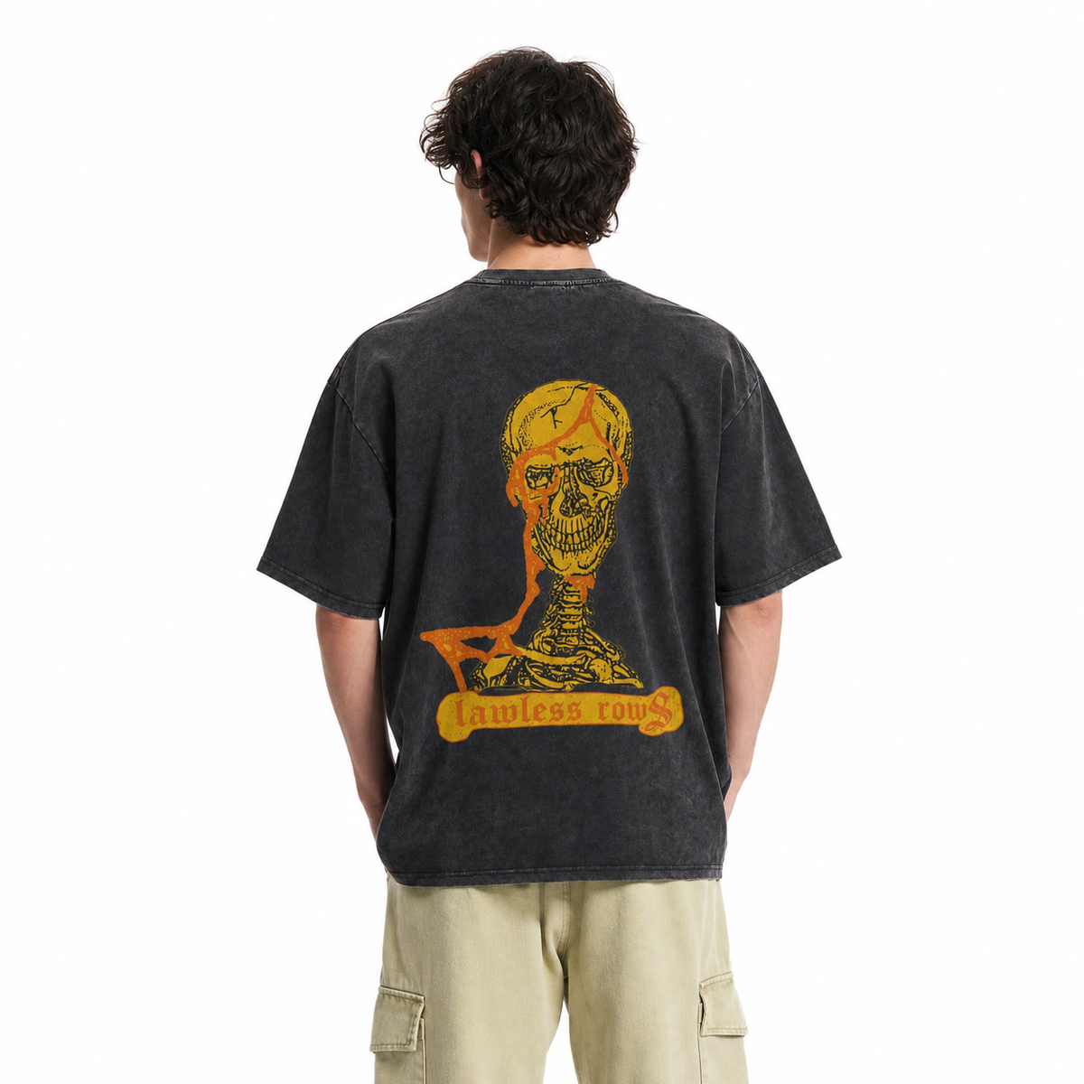 LAWLESSROW Cracked Skull Graphic Vintage Tee