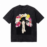 LAWLESSROW Retro Pop Icon Floral Portrait Vintage Tee