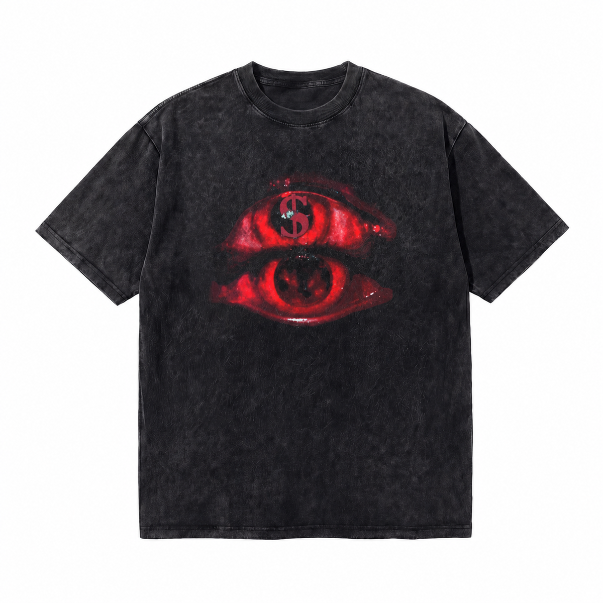 LAWLESSROW Red Dollar Eye Vintage Acid Wash Tee