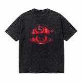 LAWLESSROW Red Dollar Eye Vintage Acid Wash Tee