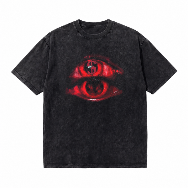 LAWLESSROW Red Dollar Eye Vintage Acid Wash Tee