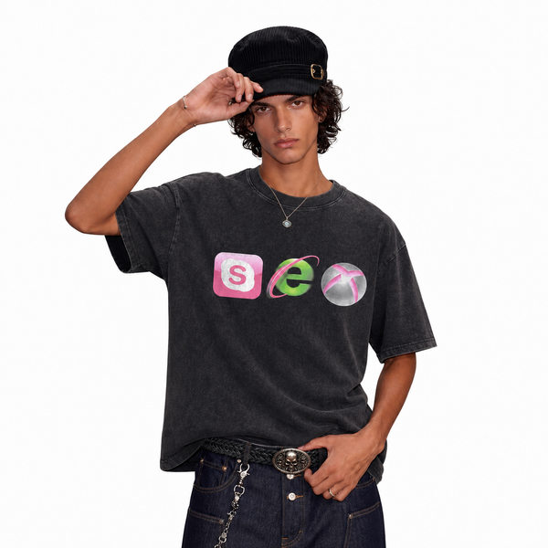 LAWLESSROW Sphere Icons Vintage Acid Wash Tee - hover