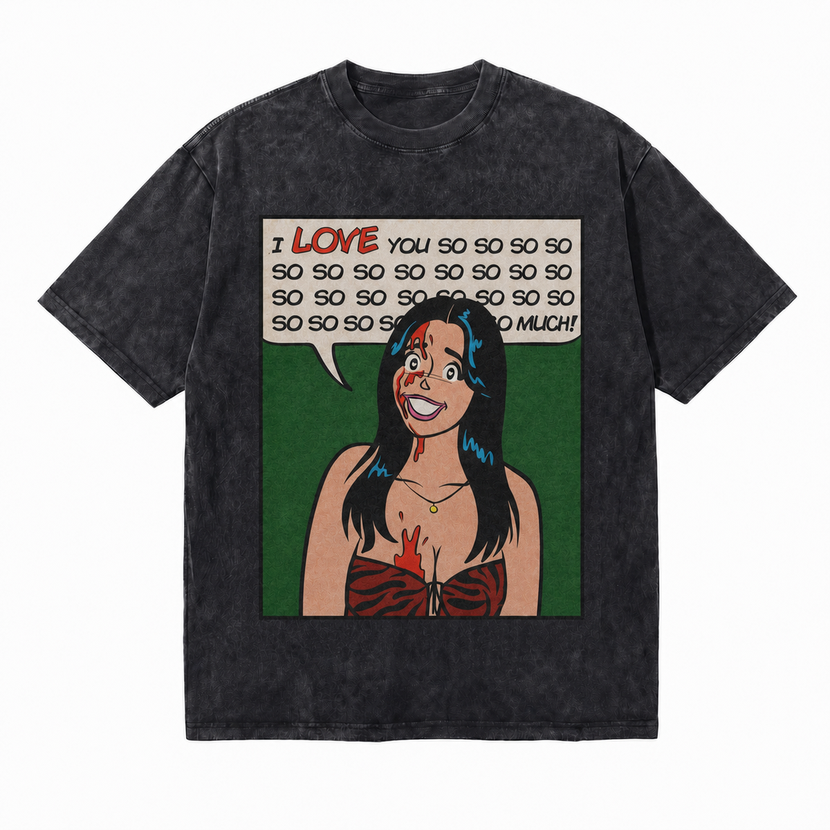LAWLESSROW Pop Art Love Quote Vintage Acid Wash Tee