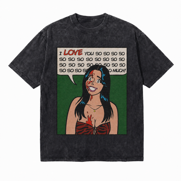 LAWLESSROW Pop Art Love Quote Vintage Acid Wash Tee