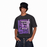 LAWLESSROW Abstract Figures Vintage Acid Wash Tee