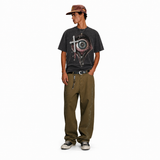 LAWLESSROW Eye Cross Zipper Vintage Acid Wash Tee