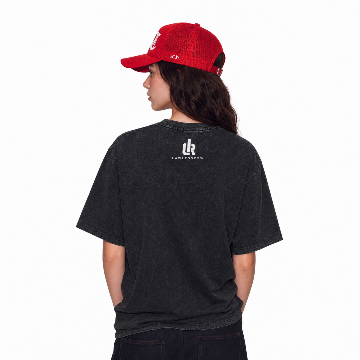 LAWLESSROW Red Dollar Eye Vintage Acid Wash Tee