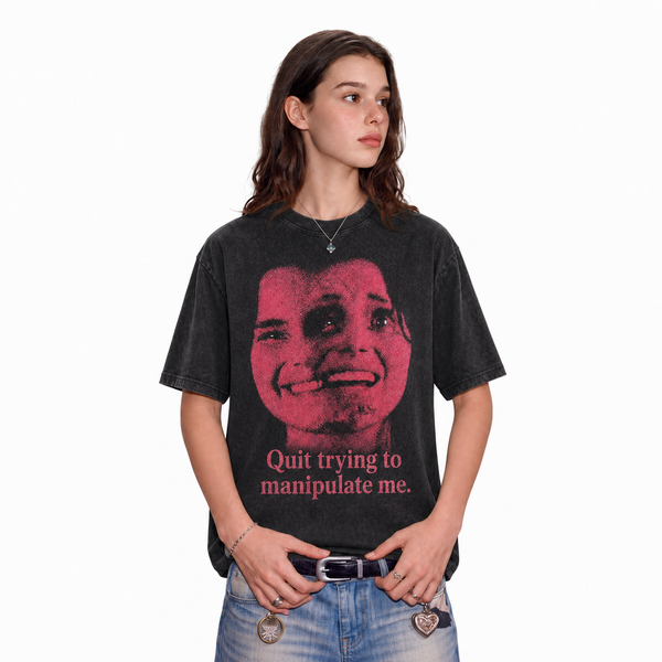 LAWLESSROW Manipulation Quote Vintage Acid Wash Tee - hover