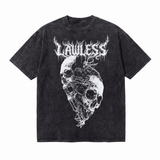 LAWLESS Shattered Skull Webbed Heavy Metal Vintage Tee