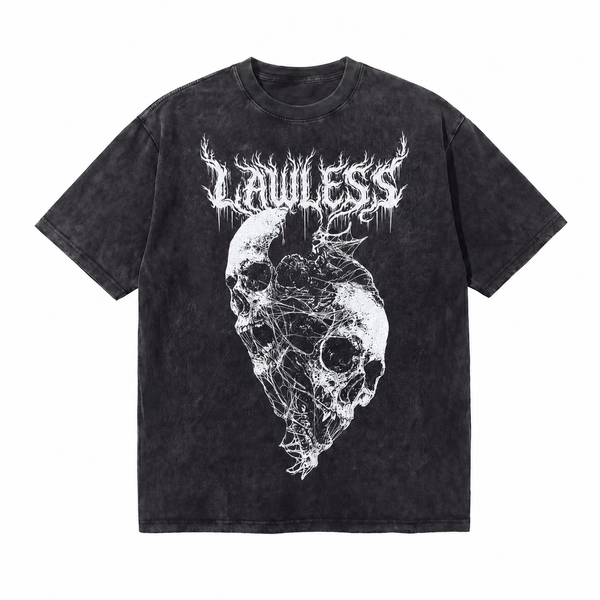 LAWLESS Shattered Skull Webbed Heavy Metal Vintage Tee