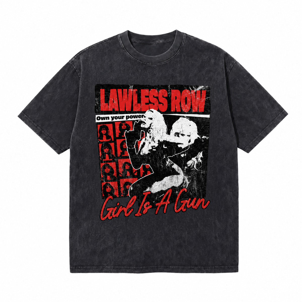 LAWLESS ROW Girl Is A Gun Riot Grrrl Vintage Washed Tee