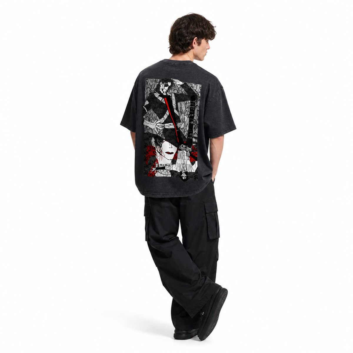 LAWLESSROW Michael Jackson Retro Monotone Collage Vintage Tee