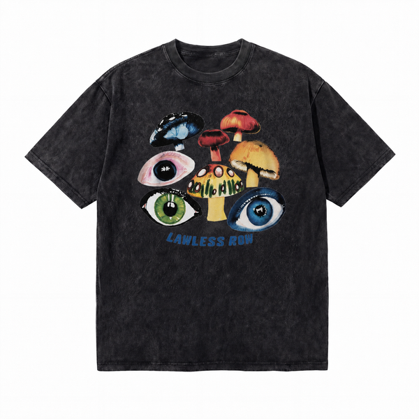 LAWLESS ROW Trippy Mushroom Eyes Vintage Washed Tee