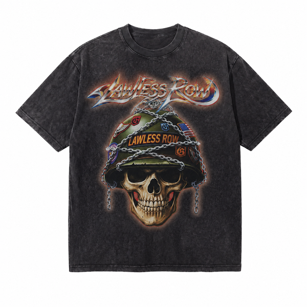 LAWLESS ROW Helmet Skull Vintage Washed Tee
