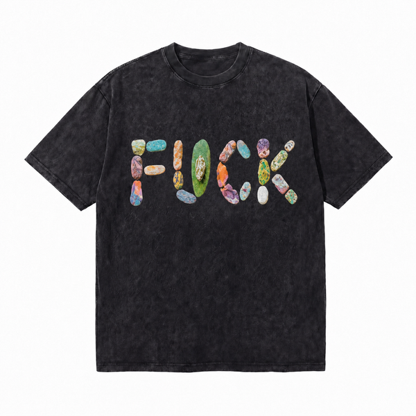 LAWLESS ROW Pebble Mosaic Typography Vintage Washed Tee