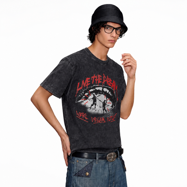 LAWLESSROW Live The Dream Surreal Eye Graphic Vintage Tee - hover