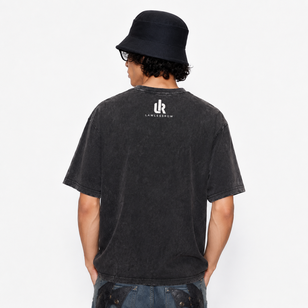 LAWLESSROW Dagger Through Skull Vintage Metal Tee