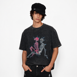 LAWLESS ROW Electric Skeleton Lovers Vintage Washed Blue Tee