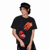 LAWLESS ROW Psychedelic Red Lips Cigarette Vintage Washed Tee