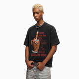 LAWLESS ROW Middle Finger Bling Graphic Vintage Washed Tee