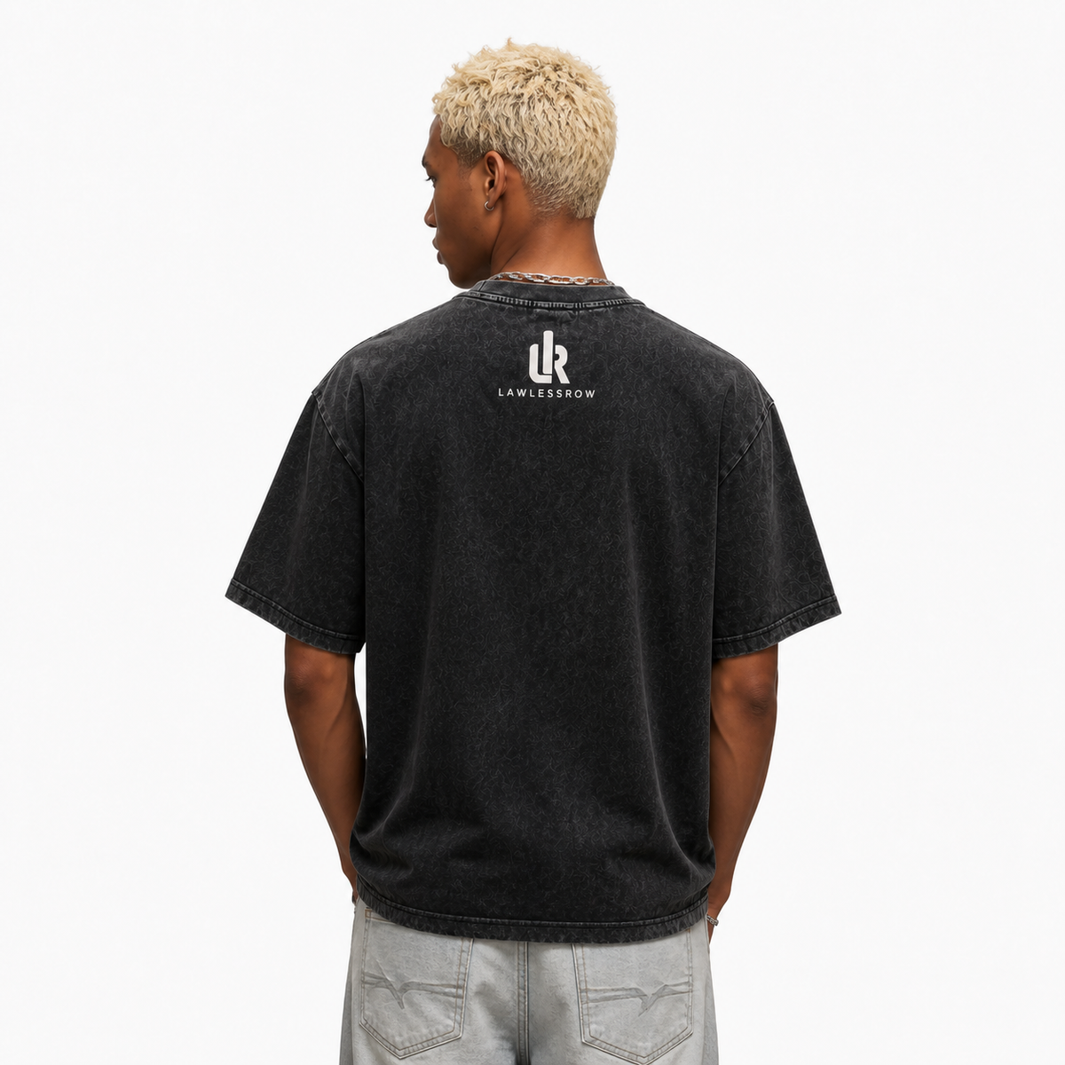 LAWLESS ROW Middle Finger Bling Graphic Vintage Washed Tee