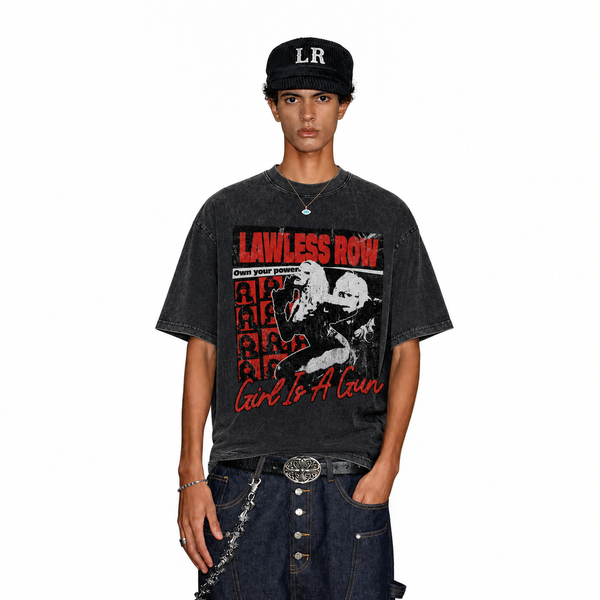 LAWLESS ROW Girl Is A Gun Riot Grrrl Vintage Washed Tee - hover