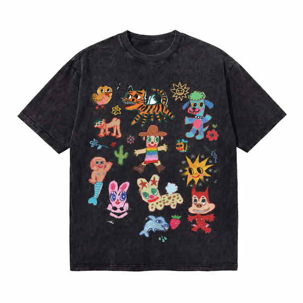 LAWLESS ROW Doodle Creatures Vintage Washed Tee