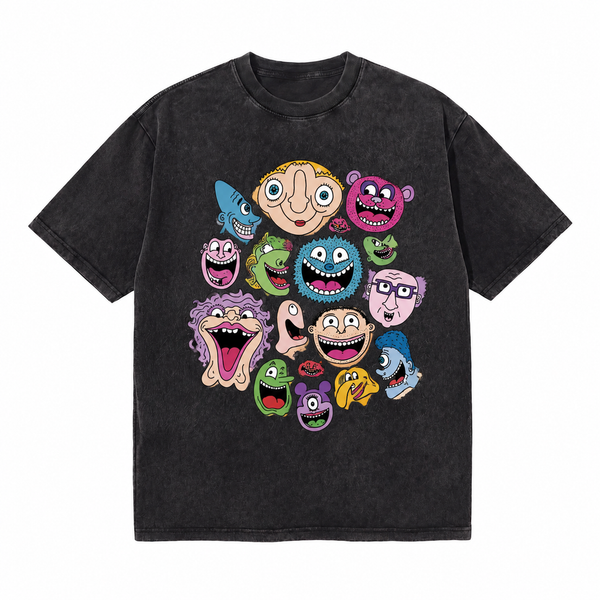LAWLESS ROW Crazy Faces Crew Vintage Washed Tee