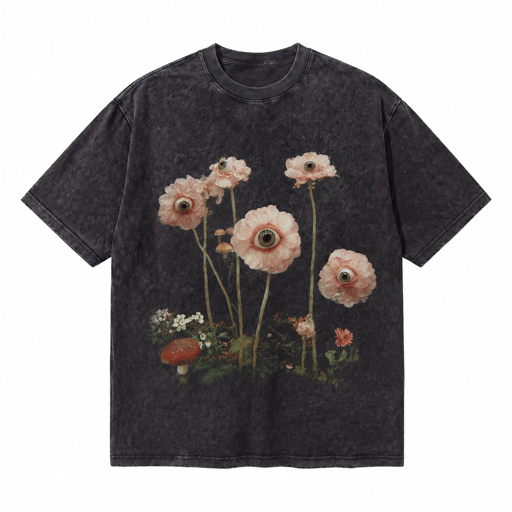LAWLESS ROW Eyeball Flowers Vintage Washed Tee
