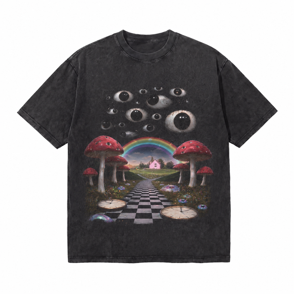 LAWLESS ROW Surreal Eyeball Garden Vintage Washed Tee