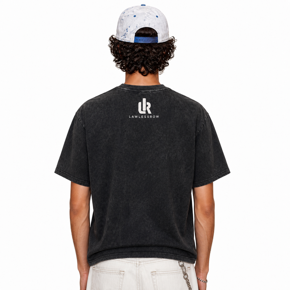 LAWLESS ROW Abstract Cross Skull Collage Vintage Washed Tee