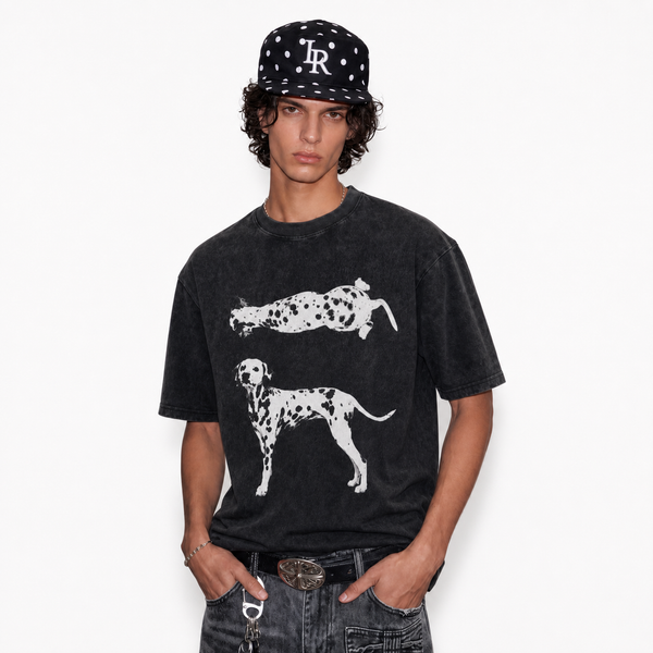 LAWLESS ROW Dual Dalmatian Graphic Vintage Washed Tee - hover