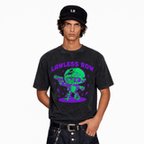 LAWLESS ROW Cyber Mech Neon Graphic Vintage Washed Tee